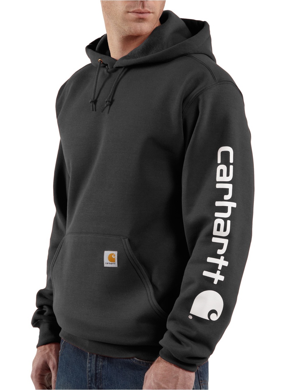 Carhartt K288 Men’s Black Midweight Logo Sleeve Hoodie XL Tall Loose Fit NWT